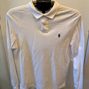 Polo Ralph Lauren Long Sleeve Polo Shirt Medium White Classic Fit Logo